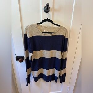 Life/After/Denim Wool Blend Stripe Navy Blue Sweater Size Large